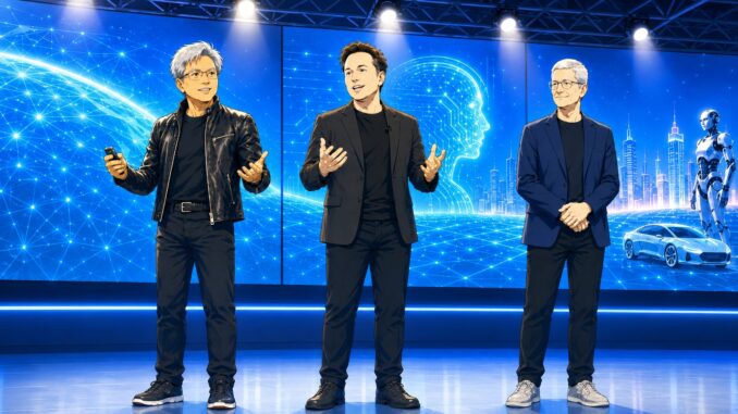 Jensen Huang, Elon Musk and Tim Cook